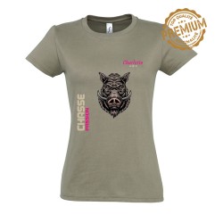 T-shirt femme chasse sanglier