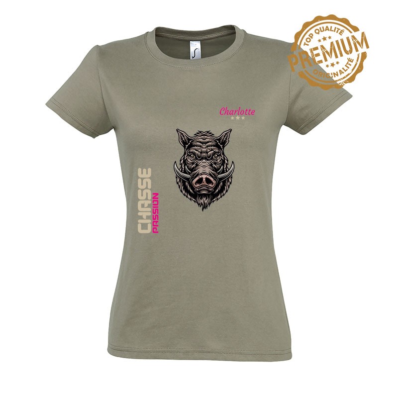 T-shirt femme chasse sanglier