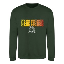 Sweat col rond pêche carpe green