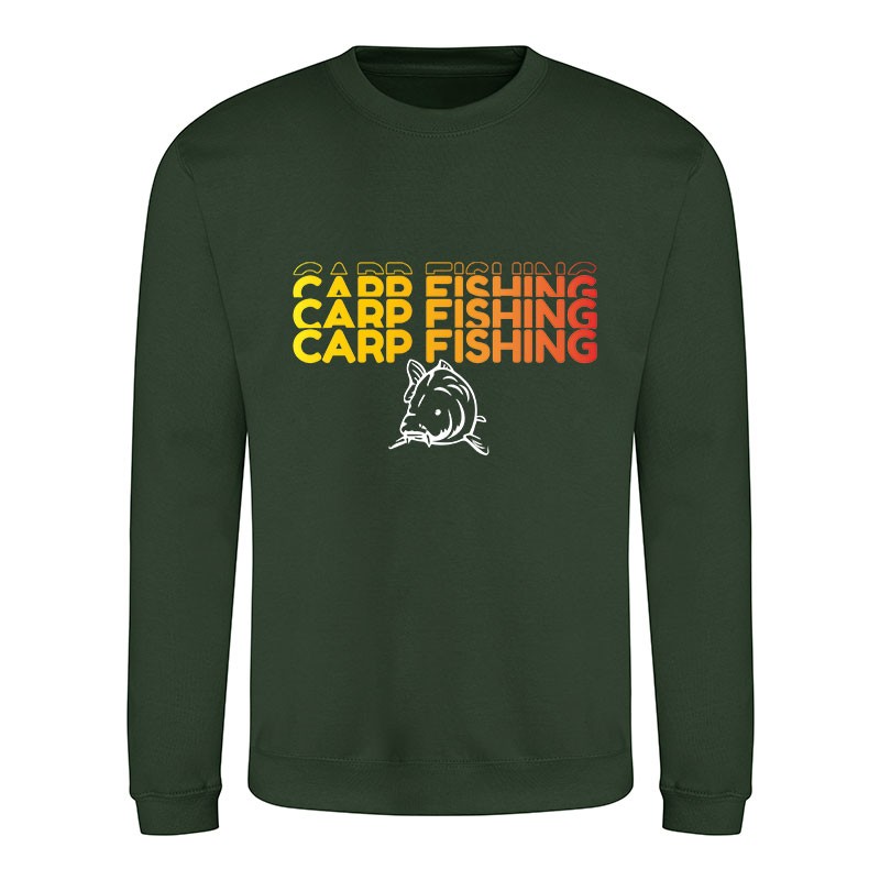 Sweat col rond pêche carpe green