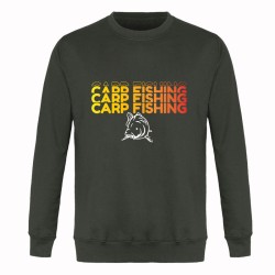 sweat shirt pêche carpe kaki