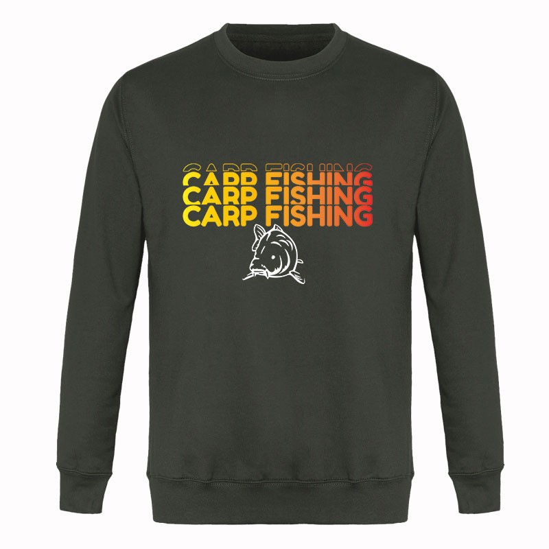 sweat shirt pêche carpe kaki