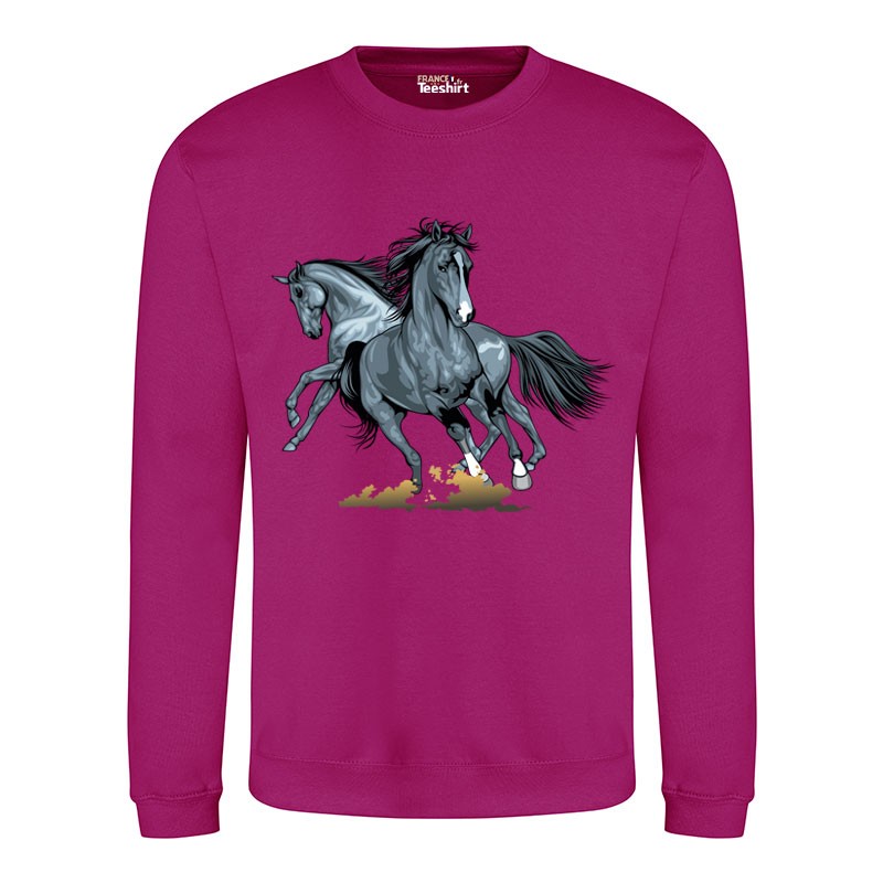 Sweat Shirt Femme motif chevaux