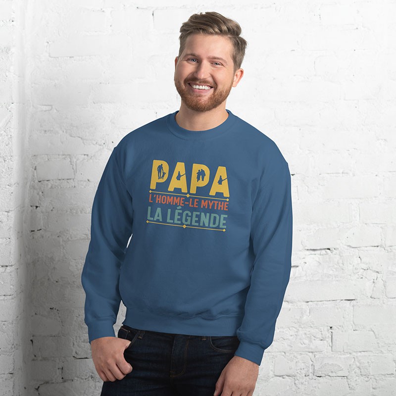 Sweat col rond bleu indigo