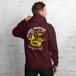 Sweat à Capuche Pêche Silure Bordeaux