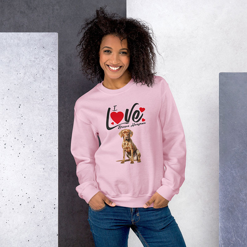 Sweat Shirt Femme Braque Hongrois Rose