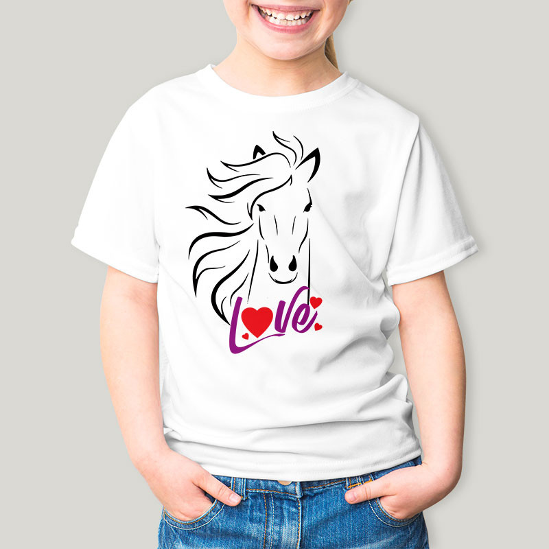 T-Shirt Fille blanc Cheval Arabe